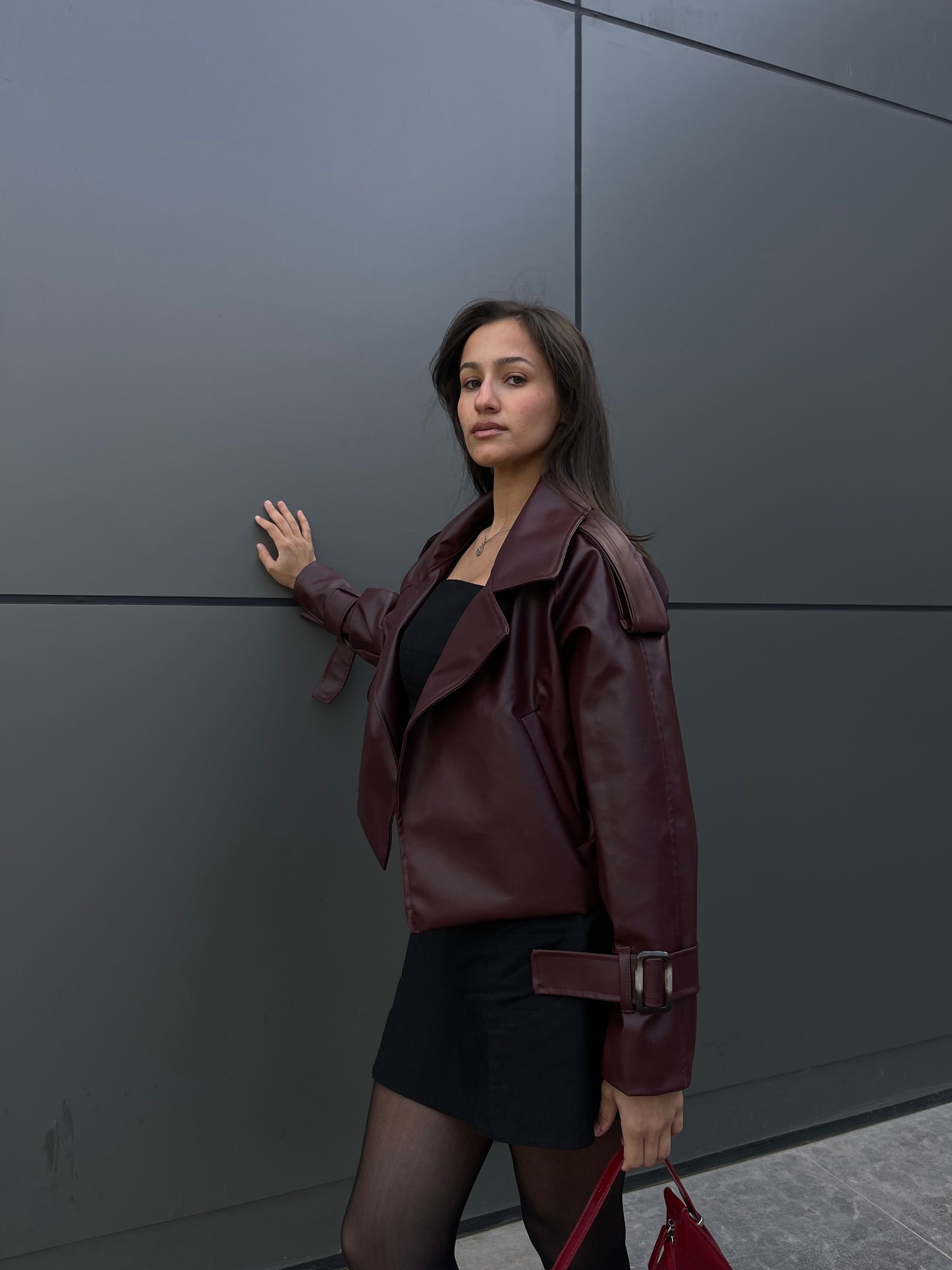 Burgundy leather jacket