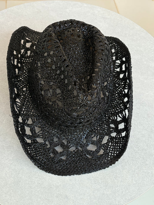 Tangier Black Straw Hat