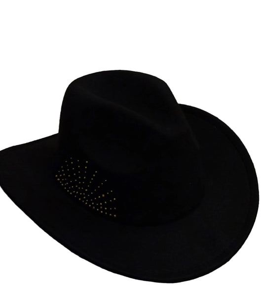 Black Studded Fedora Hat