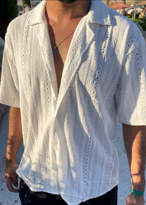 white boho oversized shirt