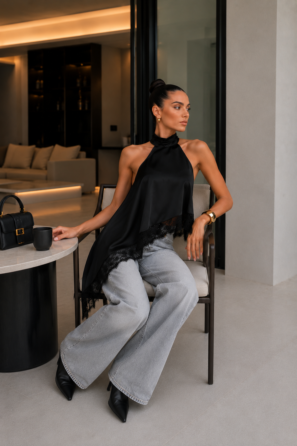 Satin Halterneck Top